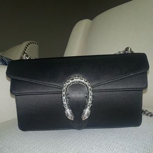 Gucci Dionysus Black satin shoulder bag